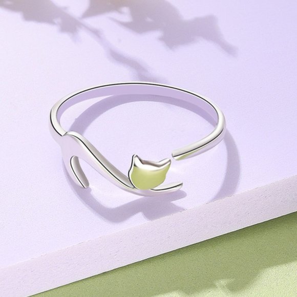 A Cute Cat Wrap ring Adjustable 925 Sterling Silver Ring Best Seller GIFT Kitten - Picture 4 of 7